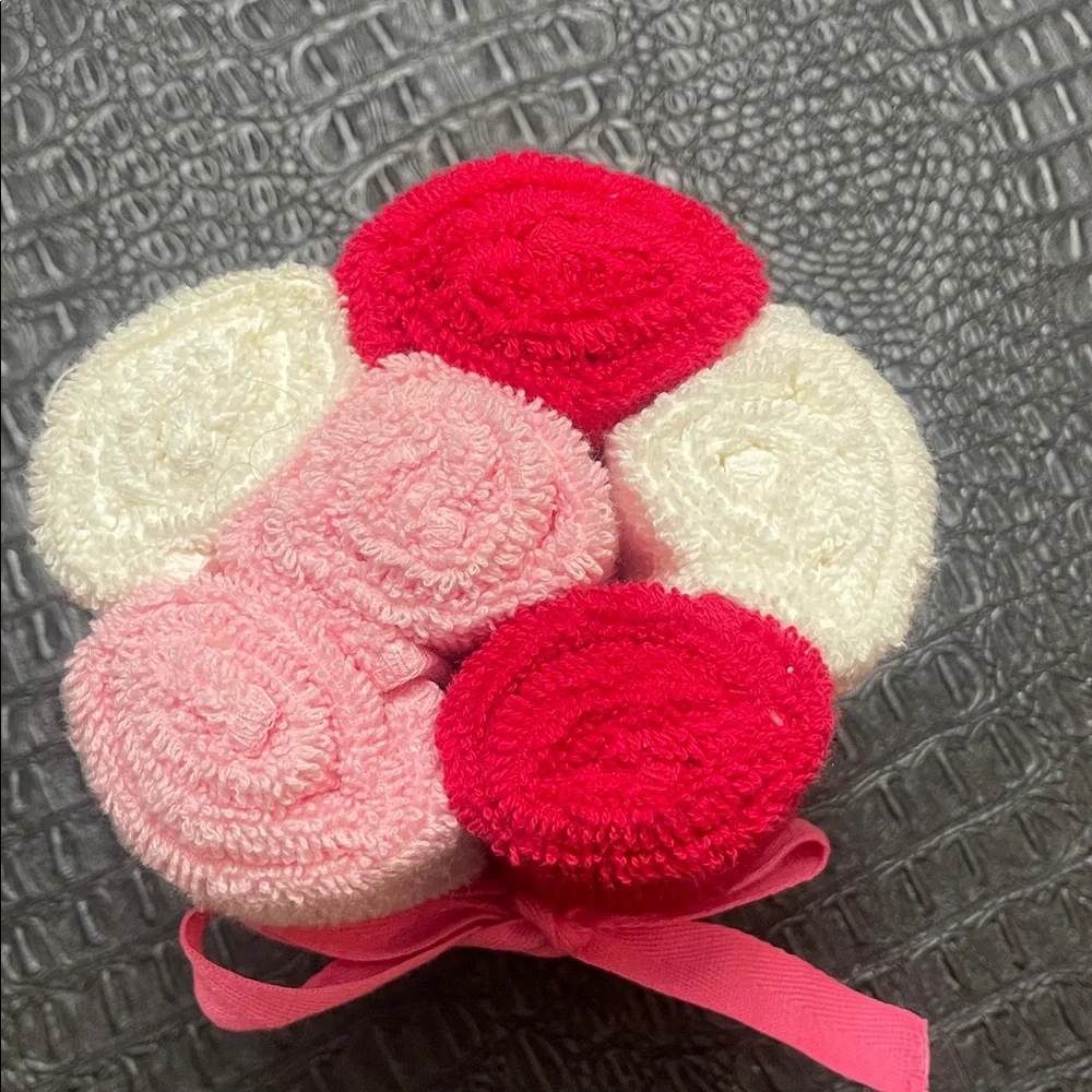 Pink White and Red Heart Towel Set- of 6 Hand Heart Towel